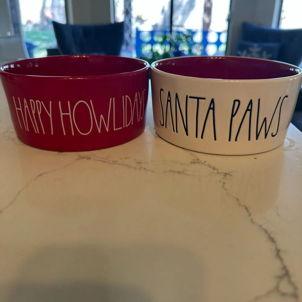 Red and White Dog Bowls